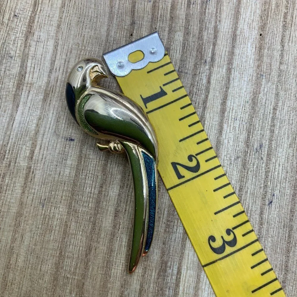 Liz Claiborne Enamel Gold Tone Parrot Brooch